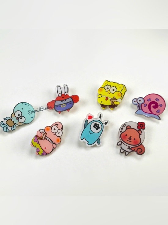 SpongeBob Squarepants Other - New Sponge Bob Square Pants Collectible Pin Set, Boba Patrick Brooch Cartoon